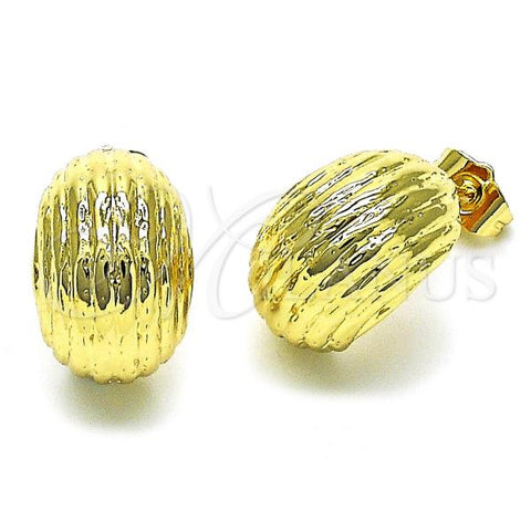 Oro Laminado Stud Earring, Gold Filled Style Chunky Design, Polished, Golden Finish, 02.163.0244