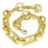 Oro Laminado Basic Anklet, Gold Filled Style Puff Mariner Design, Polished, Golden Finish, 04.362.0039.10