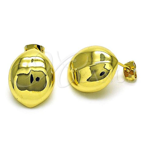 Oro Laminado Stud Earring, Gold Filled Style Chunky Design, Polished, Golden Finish, 02.341.0166