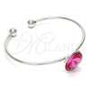 Rhodium Plated Individual Bangle, with Rose Swarovski Crystals, Polished, Rhodium Finish, 07.239.0012.9 (02 MM Thickness, One size fits all)