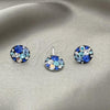 Sterling Silver Earring and Pendant Adult Set, with Sapphire Blue Crystal, Polished, Silver Finish, 10.408.0001.02
