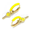 Oro Laminado Huggie Hoop, Gold Filled Style key Design, Yellow Enamel Finish, Golden Finish, 02.213.0211.1.12