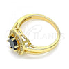 Oro Laminado Multi Stone Ring, Gold Filled Style with Black and White Cubic Zirconia, Polished, Golden Finish, 01.210.0123.3.06