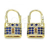 Oro Laminado Small Hoop, Gold Filled Style Lock Design, with Sapphire Blue Micro Pave, Polished, Golden Finish, 02.210.0528.2.12