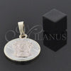 Oro Laminado Religious Pendant, Gold Filled Style Jesus Design, Diamond Cutting Finish, Tricolor, 05.163.0035.1
