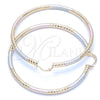 Oro Laminado Extra Large Hoop, Gold Filled Style Hollow Design, Diamond Cutting Finish, Tricolor, 5.138.012.1.70