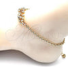 Oro Laminado Charm Anklet , Gold Filled Style Ball Design, Matte Finish, Tricolor, 03.331.0112.10