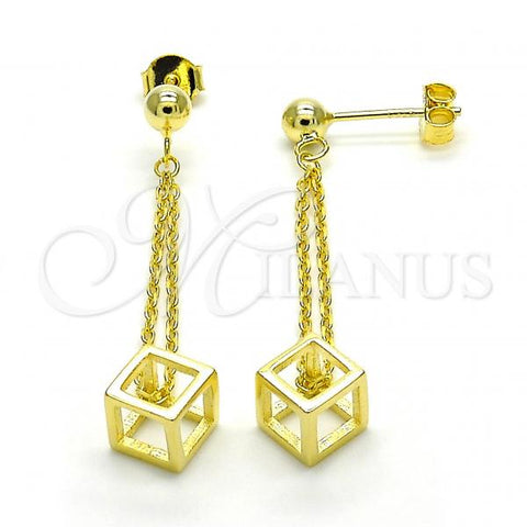 Sterling Silver Long Earring, Polished, Golden Finish, 02.186.0168