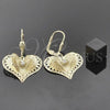 Oro Laminado Dangle Earring, Gold Filled Style Heart Design, with White Cubic Zirconia, Diamond Cutting Finish, Golden Finish, 5.064.015
