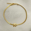 Oro Laminado Basic Bracelet, Gold Filled Style Elephant and Herringbone Design, Polished, Golden Finish, 03.02.0096.07