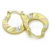 Oro Laminado Small Hoop, Gold Filled Style Diamond Cutting Finish, Tricolor, 02.102.0058.20