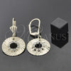 Oro Laminado Dangle Earring, Gold Filled Style with White Cubic Zirconia, Diamond Cutting Finish, Golden Finish, 95.009