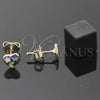 Oro Laminado Stud Earring, Gold Filled Style Heart Design, Enamel Finish, Golden Finish, 5.126.087 *PROMO*