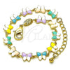 Oro Laminado Fancy Bracelet, Gold Filled Style Butterfly Design, Multicolor Enamel Finish, Golden Finish, 03.386.0010.06