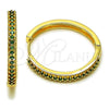 Oro Laminado Huggie Hoop, Gold Filled Style with Green Cubic Zirconia, Polished, Golden Finish, 02.195.0300.4.30