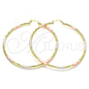 Oro Laminado Extra Large Hoop, Gold Filled Style Diamond Cutting Finish, Tricolor, 02.213.0153.1.70