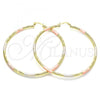 Oro Laminado Extra Large Hoop, Gold Filled Style Diamond Cutting Finish, Tricolor, 02.213.0153.1.70