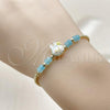 Oro Laminado Fancy Bracelet, Gold Filled Style with Turquoise Crystal, Turquoise Enamel Finish, Golden Finish, 03.213.0391.1.07