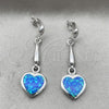 Sterling Silver Dangle Earring, Heart Design, with Bermuda Blue Opal, Polished, Silver Finish, 02.391.0004.1