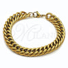 Stainless Steel Basic Bracelet, Miami Cuban Design, Polished, Golden Finish, 03.278.0019.1.09
