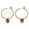 Oro Laminado Medium Hoop, Gold Filled Style with Garnet Crystal, Polished, Golden Finish, 02.63.2736.1.30