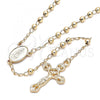Oro Laminado Thin Rosary, Gold Filled Style Guadalupe and Crucifix Design, Polished, Golden Finish, 09.213.0024.24