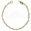 Oro Laminado Fancy Bracelet, Gold Filled Style with White Cubic Zirconia, Polished, Golden Finish, 5.029.005
