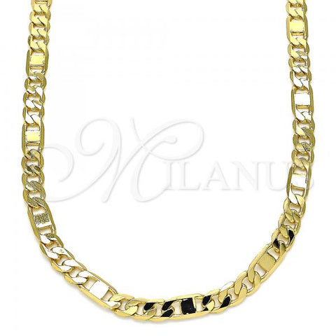 Oro Laminado Basic Necklace, Gold Filled Style Figaro Design, Polished, Golden Finish, 04.319.0004.22