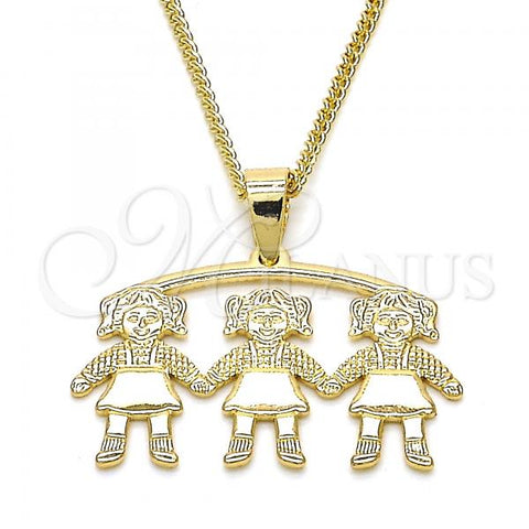 Oro Laminado Pendant Necklace, Gold Filled Style Little Girl Design, Polished, Golden Finish, 04.213.0165.20