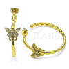 Oro Laminado Stud Earring, Gold Filled Style Butterfly Design, with White Micro Pave, Polished, Golden Finish, 02.341.0121