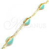 Oro Laminado Fancy Bracelet, Gold Filled Style Shell Design, Turquoise Enamel Finish, Golden Finish, 03.63.2091.08