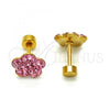 Stainless Steel Stud Earring, Flower Design, with Rose Crystal, Polished, Golden Finish, 02.271.0020.5