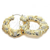Oro Laminado Large Hoop, Gold Filled Style Chunky and Bamboo Design, Polished, Golden Finish, 02.60.0154.55
