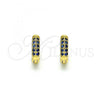 Oro Laminado Huggie Hoop, Gold Filled Style with Sapphire Blue Micro Pave, Polished, Golden Finish, 02.195.0111.4.10