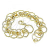 Oro Laminado Charm Bracelet, Gold Filled Style Chunky Design, Polished, Golden Finish, 03.331.0184.08