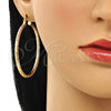 Oro Laminado Large Hoop, Gold Filled Style Diamond Cutting Finish, Golden Finish, 02.213.0245.1.50