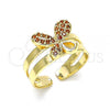 Oro Laminado Baby Ring, Gold Filled Style Butterfly Design, with Garnet Micro Pave, Polished, Golden Finish, 01.233.0017.1 (One size fits all)