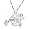 Sterling Silver Fancy Pendant, Mom and Butterfly Design, Polished,, 05.398.0034