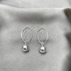 Sterling Silver Long Earring, Ball Design, Polished, Silver Finish, 02.409.0005.10