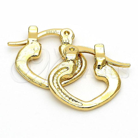 Oro Laminado Children Hoop, Gold Filled Style Teardrop Design, Diamond Cutting Finish, Golden Finish, 96.032