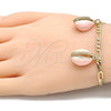 Oro Laminado Charm Bracelet, Gold Filled Style Shell Design, Pink Enamel Finish, Golden Finish, 03.63.2093.1.08