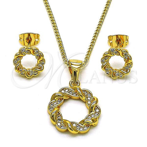 Oro Laminado Earring and Pendant Adult Set, Gold Filled Style Polished, Golden Finish, 10.342.0165