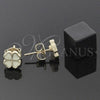 Oro Laminado Stud Earring, Gold Filled Style Flower Design, White Enamel Finish, Golden Finish, 02.64.0381 *PROMO*