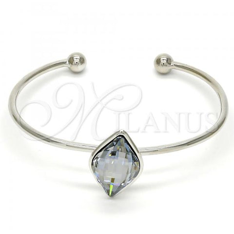Rhodium Plated Individual Bangle, with Crystal Blue Shade Swarovski Crystals, Polished, Rhodium Finish, 07.239.0006.3 (02 MM Thickness, One size fits all)