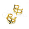 Oro Laminado Earcuff Earring, Gold Filled Style Cross Design, with Multicolor Micro Pave, Polished, Golden Finish, 02.210.0676.1