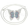 Sterling Silver Pendant Necklace, Butterfly Design, with Multicolor Micro Pave, Polished, Rhodium Finish, 04.336.0216.16