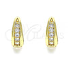 Oro Laminado Huggie Hoop, Gold Filled Style with White Cubic Zirconia, Polished, Golden Finish, 02.210.0599.15