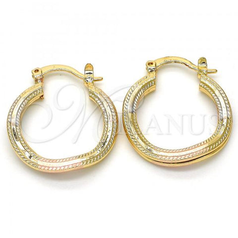 Oro Laminado Small Hoop, Gold Filled Style Polished, Tricolor, 02.170.0205.1.20