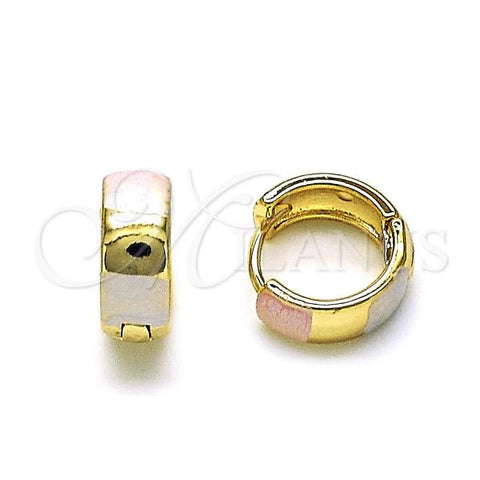 Oro Laminado Huggie Hoop, Gold Filled Style Polished, Tricolor, 02.213.0579.12