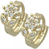 Oro Laminado Huggie Hoop, Gold Filled Style Flower Design, with White Cubic Zirconia, Polished, Golden Finish, 5.130.035.2